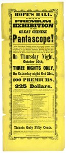 Broadside- Grand Premium -näyttely suuresta kiinalaisesta Pantascope-näyttelystä! tekijältä Alton Telegraph